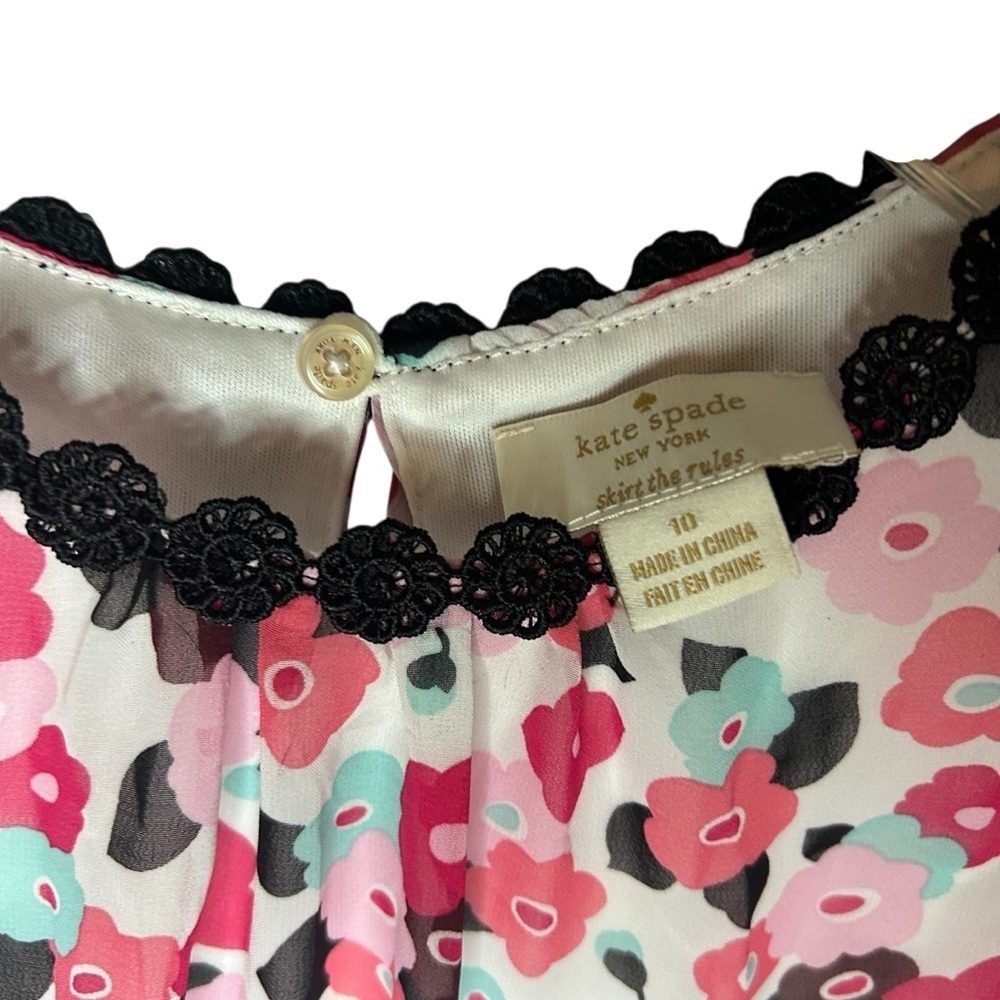 Kate Spade Floral Pink and Black Kids Dress ruffle size 10 - Picture 6 of 12
